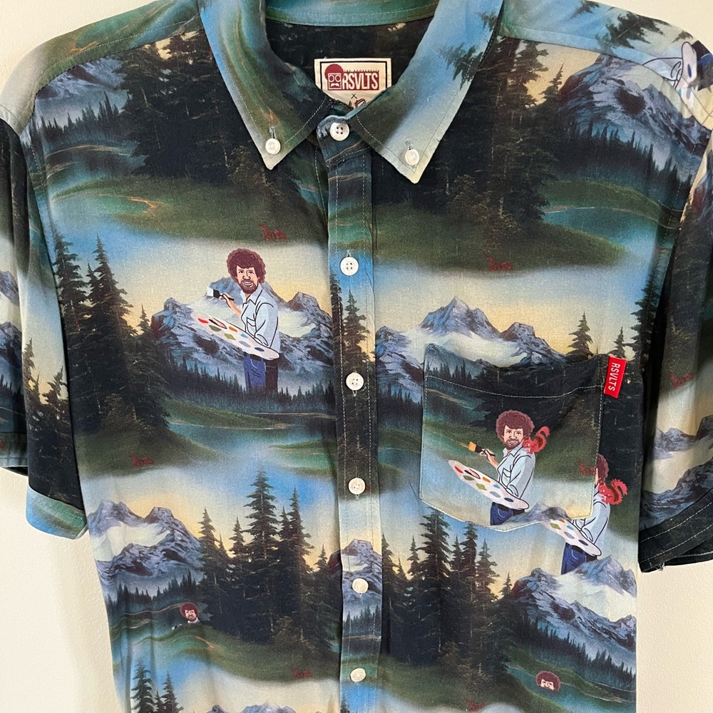 RSVLTS Short Sleeve Button Down Limited Edition Bob Ross Print